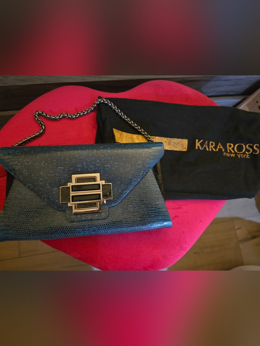 Karen Ross New York Blue Snake Skin Bag